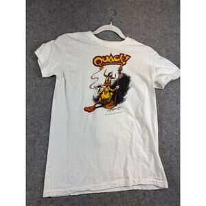 VINTAGE 90s Quack Duck Shirt Men Medium White Graphic Cartoon Comic Rare Tee